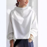 Mia | Damen Oversized Strickpullover mit Hochkragen und weitem Schnitt – Weiß