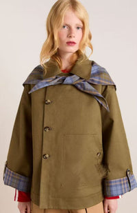 Charlotte | Damen Oversized Trench Coat Karogefu­tterter Umlegekragen Zweireiher – Braun