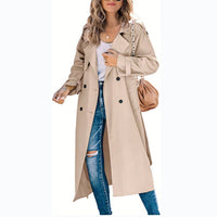 Sophie | Damen Oversized Trench Coat mit Bindegürtel Doppelreiher – Khaki