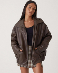 Damen oversized trendige Jacke | Lang – Braun