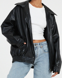 Damen oversized trendige Jacke | Lang – Schwarz
