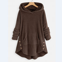 Lena | Damen Plüsch-Hoodie Sweatshirt Reißverschluss Katzen-Print Fleece – Braun