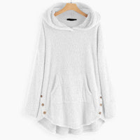 Lena | Damen Plüsch-Hoodie Sweatshirt Reißverschluss Katzen-Print Fleece – Weiß