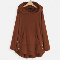 Lena | Damen Plüsch-Hoodie Sweatshirt Reißverschluss Katzen-Print Fleece – Bordeaux