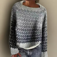 Charlotte | Damen Relaxed-Fit Rundhals Knit Sweater Isländisches Strickmuster – Grau
