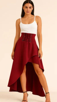 Damen Rock lang mit Schlitz | Midi – Bordeaux