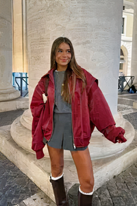 Damen rote oversized Jacke | Herbst – Rot
