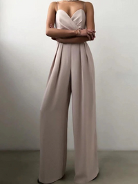 Damen schöner Jumpsuit mit weitem Bein | Sommer – Aprikose