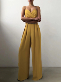 Damen schöner Jumpsuit mit weitem Bein | Sommer – Gelb