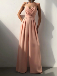Damen schöner Jumpsuit mit weitem Bein | Sommer – Rosa