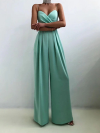 Damen schöner Jumpsuit mit weitem Bein | Sommer – Türkis