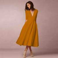 Damen schönes Vintage Prinzessinnenkleid | Midi – Gelblich-orange