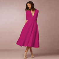 Damen schönes Vintage Prinzessinnenkleid | Midi – Rosenrot