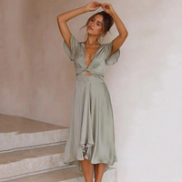 Damen stylisches luftiges Sommerkleid | Midi – Hellgrün