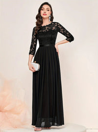 Katharina | Damen Spitzen Chiffon Abendkleid Elegant Formal Dress Maxi – Schwarz