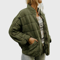Nora | Damen Steppjacke leichte gefütterte Kurzjacke mit Reißverschluss – Grün