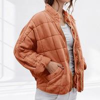 Nora | Damen Steppjacke leichte gefütterte Kurzjacke mit Reißverschluss – Pfirsich