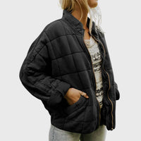 Nora | Damen Steppjacke leichte gefütterte Kurzjacke mit Reißverschluss – Schwarz