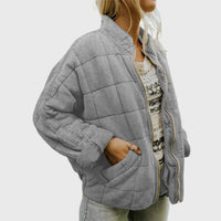 Nora | Damen Steppjacke leichte gefütterte Kurzjacke mit Reißverschluss – Grau