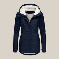 Leonie | Damen Steppjacke mit Fleecefutter Kapuze Winterjacke – Blau