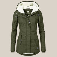 Leonie | Damen Steppjacke mit Fleecefutter Kapuze Winterjacke – Grün