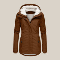 Leonie | Damen Steppjacke mit Fleecefutter Kapuze Winterjacke – Braun