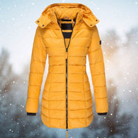 Emilia | Damen Steppjacke mit Kapuze tailliert warm gefüttert – Gelb