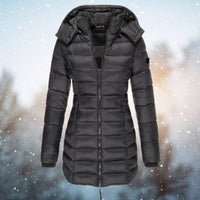 Emilia | Damen Steppjacke mit Kapuze tailliert warm gefüttert – Schwarz