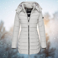 Emilia | Damen Steppjacke mit Kapuze tailliert warm gefüttert – Grau