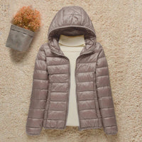 Elisabeth | Damen Steppjacke mit Kapuze ultraleichte Übergangsjacke – Taupe
