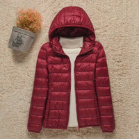 Elisabeth | Damen Steppjacke mit Kapuze ultraleichte Übergangsjacke – Bordeaux