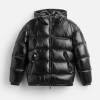 Damen Steppjacke mit Kapuze und durchgehendem Reißverschluss – Schwarz