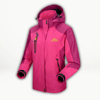 Hannah | Damen Steppjacke wasserdichte Outdoor-Kapuzenjacke leicht – Hellrot