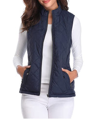 Leonie | Damen Steppweste leicht gefütterte Puffer Vest Women mit Reißverschluss – Blau