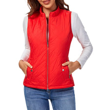 Leonie | Damen Steppweste leicht gefütterte Puffer Vest Women mit Reißverschluss – Rot