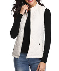 Leonie | Damen Steppweste leicht gefütterte Puffer Vest Women mit Reißverschluss – Weiß