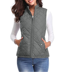 Leonie | Damen Steppweste leicht gefütterte Puffer Vest Women mit Reißverschluss – Grau