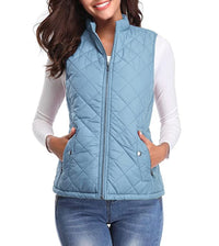 Leonie | Damen Steppweste leicht gefütterte Puffer Vest Women mit Reißverschluss – Hellblau