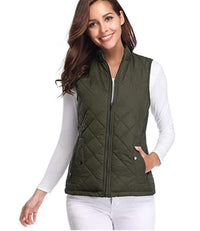 Leonie | Damen Steppweste leicht gefütterte Puffer Vest Women mit Reißverschluss – Olivgrün