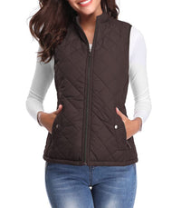 Leonie | Damen Steppweste leicht gefütterte Puffer Vest Women mit Reißverschluss – Braun