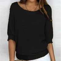 Lena | Damen Strickpullover Lässiger Oversize-Sweater mit Fledermausärmeln – Schwarz