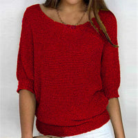 Lena | Damen Strickpullover Lässiger Oversize-Sweater mit Fledermausärmeln – Rot