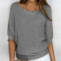 Lena | Damen Strickpullover Lässiger Oversize-Sweater mit Fledermausärmeln – Grau