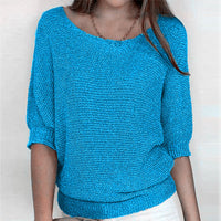 Lena | Damen Strickpullover Lässiger Oversize-Sweater mit Fledermausärmeln – Hellblau
