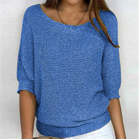 Lena | Damen Strickpullover Lässiger Oversize-Sweater mit Fledermausärmeln – Blau