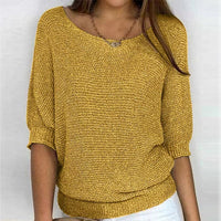 Lena | Damen Strickpullover Lässiger Oversize-Sweater mit Fledermausärmeln – Gelb