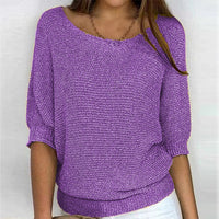 Lena | Damen Strickpullover Lässiger Oversize-Sweater mit Fledermausärmeln – Violett
