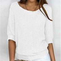Lena | Damen Strickpullover Lässiger Oversize-Sweater mit Fledermausärmeln – Weiß