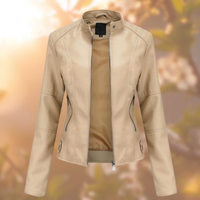 Damen stylische Bikerjacke | Abend – Beige