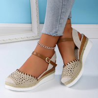 Damen stylische Espadrilles mit Knöchelriemen | Sommer – Beige